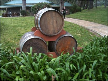 Full Wine Barrel stack as an entrance feature garden ornament